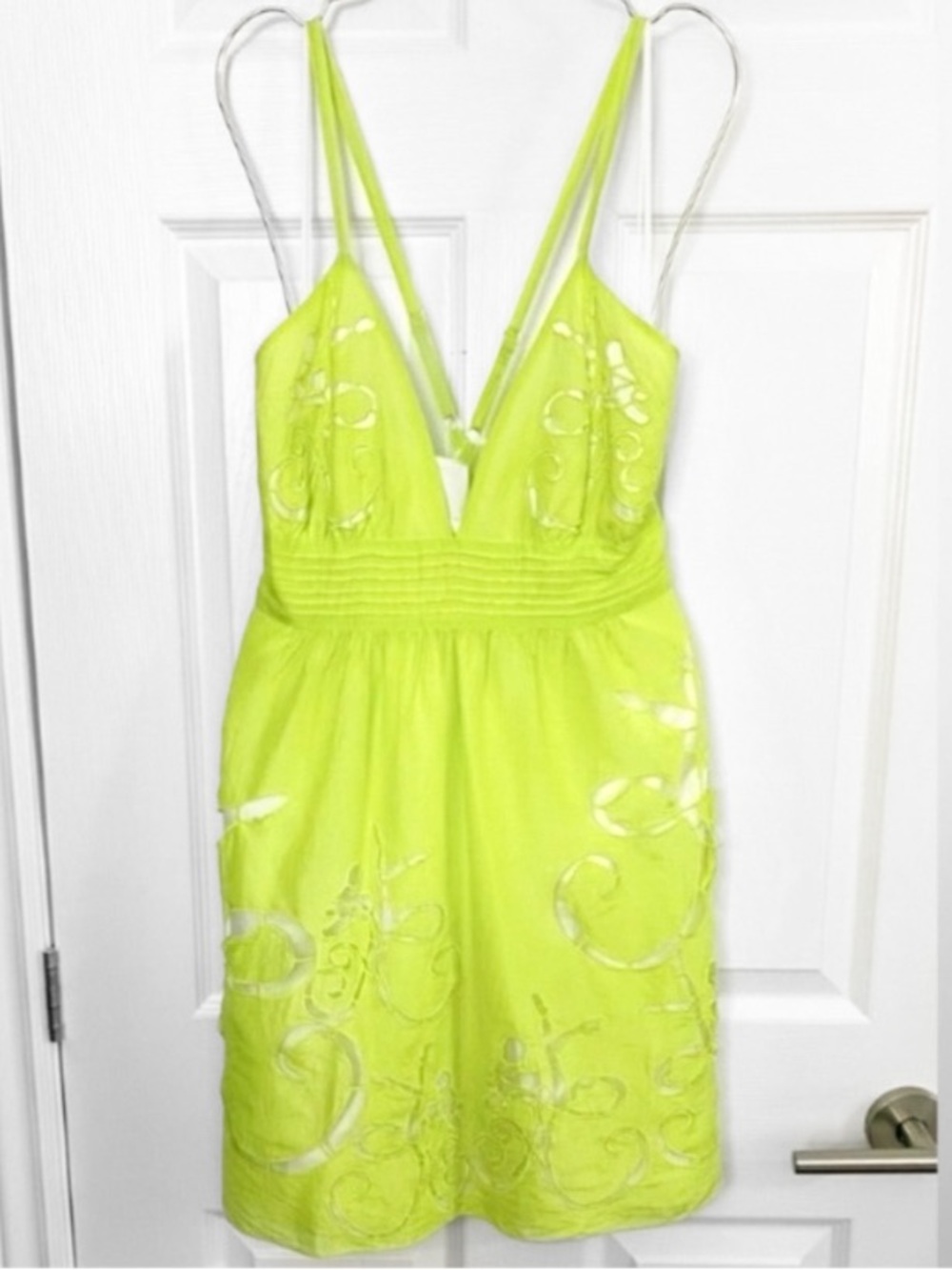 Gorgeous Lime Green Dress w/ Cutouts & Embroidery